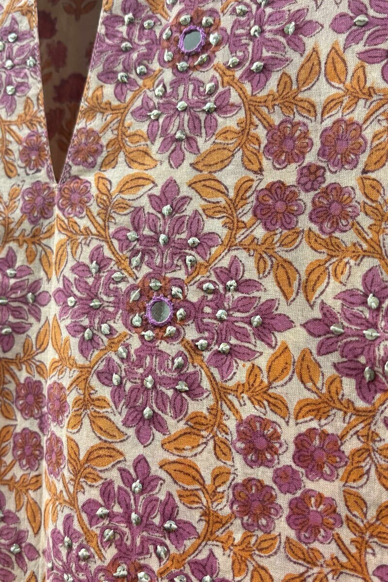 Cream Straight Sanganeri Kurta