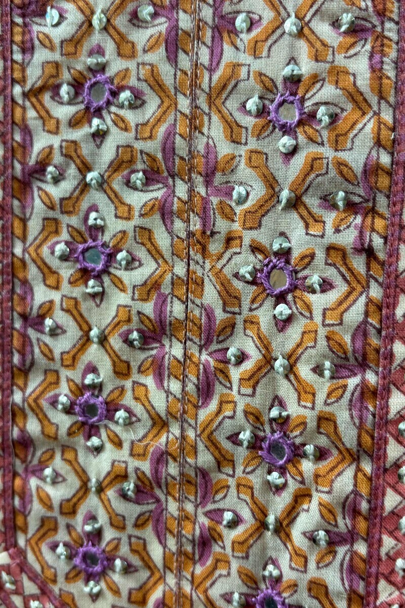 Cream Hand Block-Printed Straight Kurta