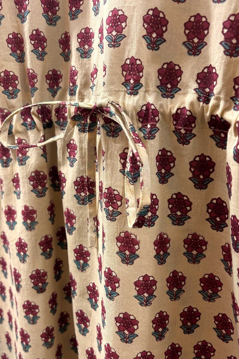 Yellow Hand Block-Printed Kaftan