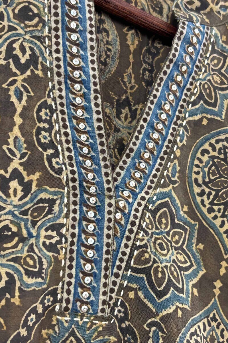 Ajrak Hand Block-Printed Cotton Top