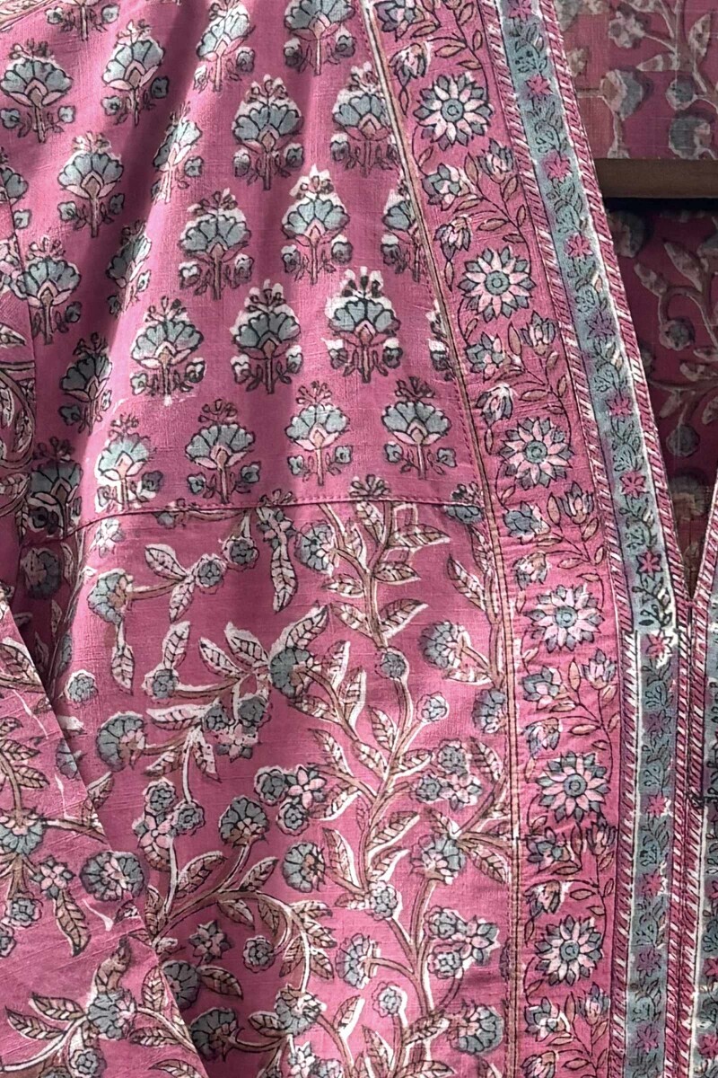 Pink Hand Block-Printed Kurta