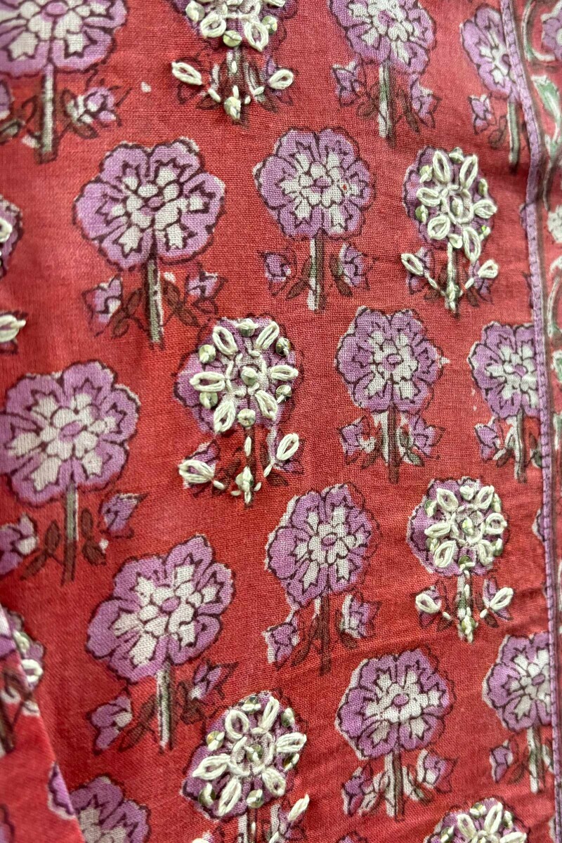 Pink Hand Block-Printed