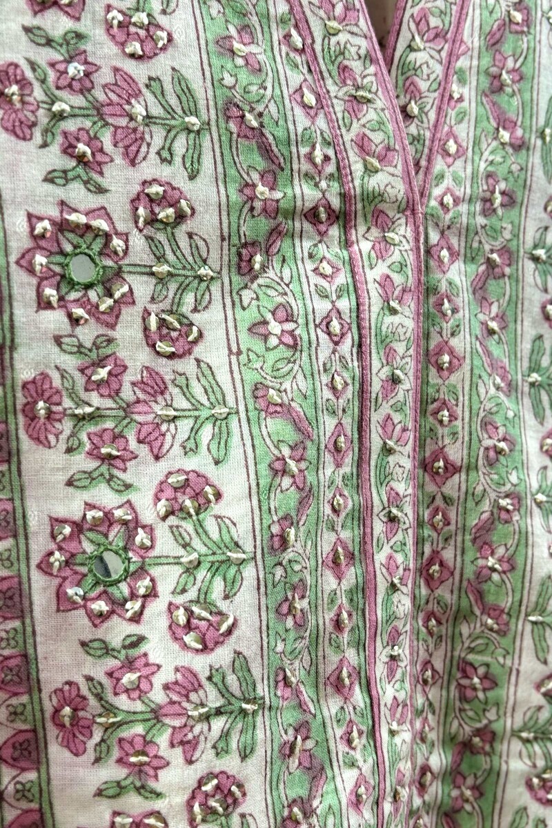 White Hand Block-Printed Straight Cotton Kurta