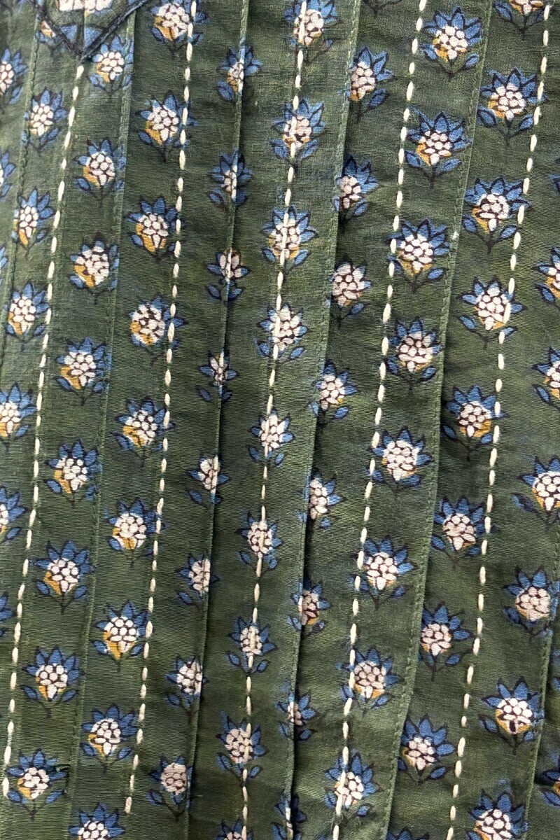Green Hand Block-Printed Top