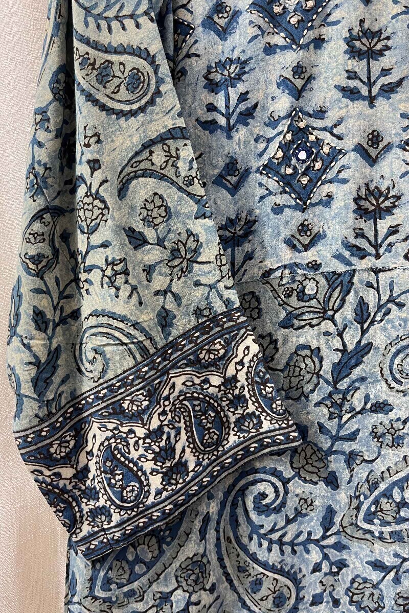 Indigo Hand Block-Printed Kurta