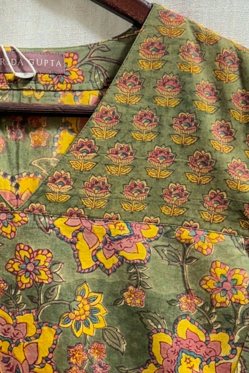 Green Hand Block-Printed Top