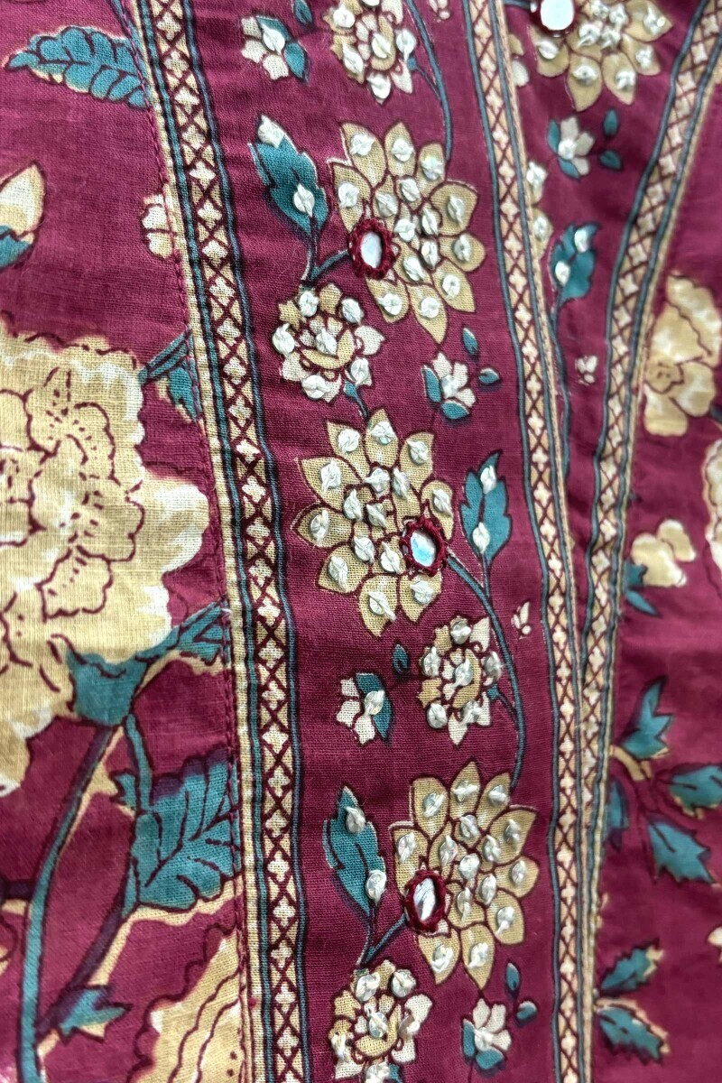 Red Hand Screen-Printed Kurta