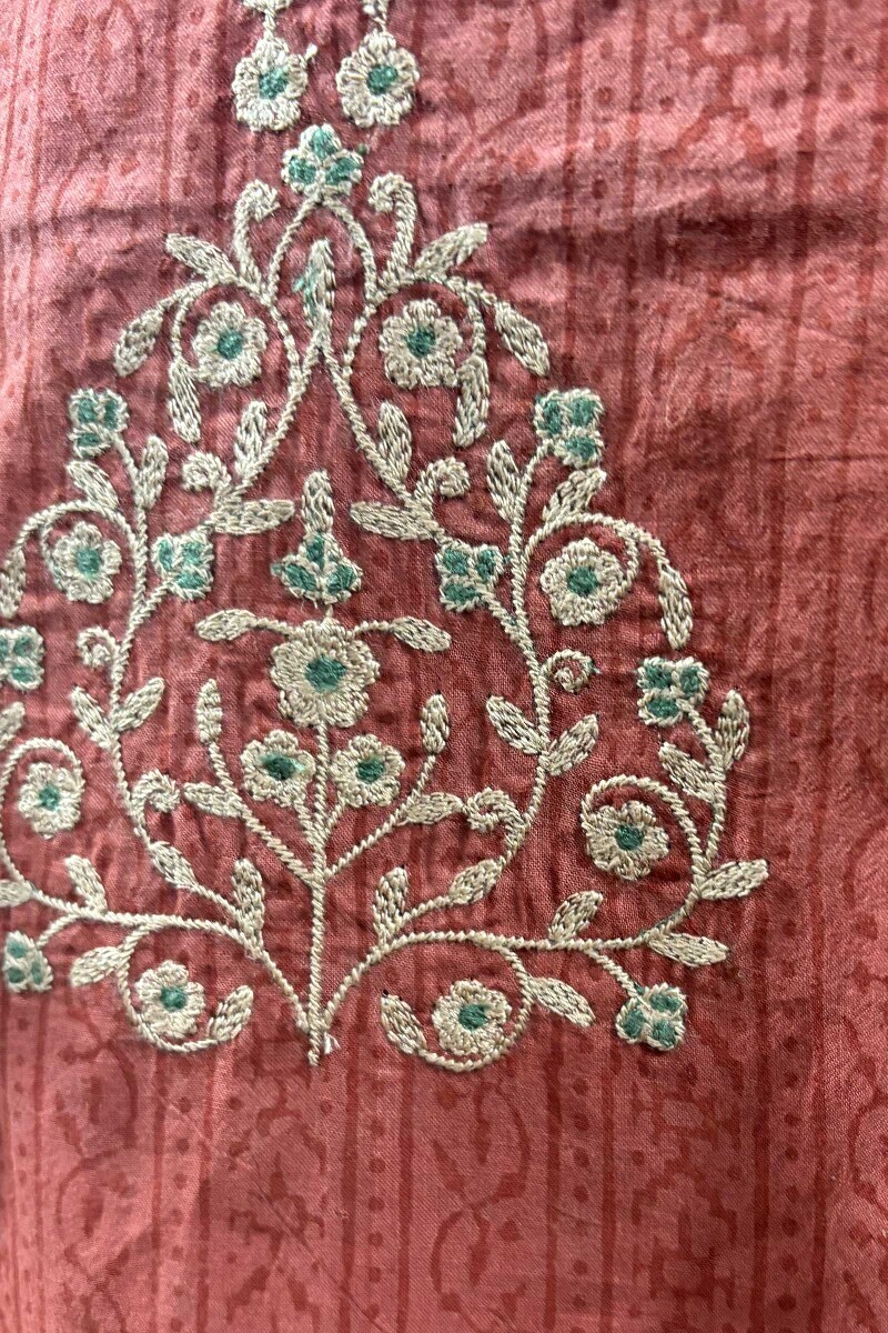 Red Hand Block-Printed Straight Cotton Kurta