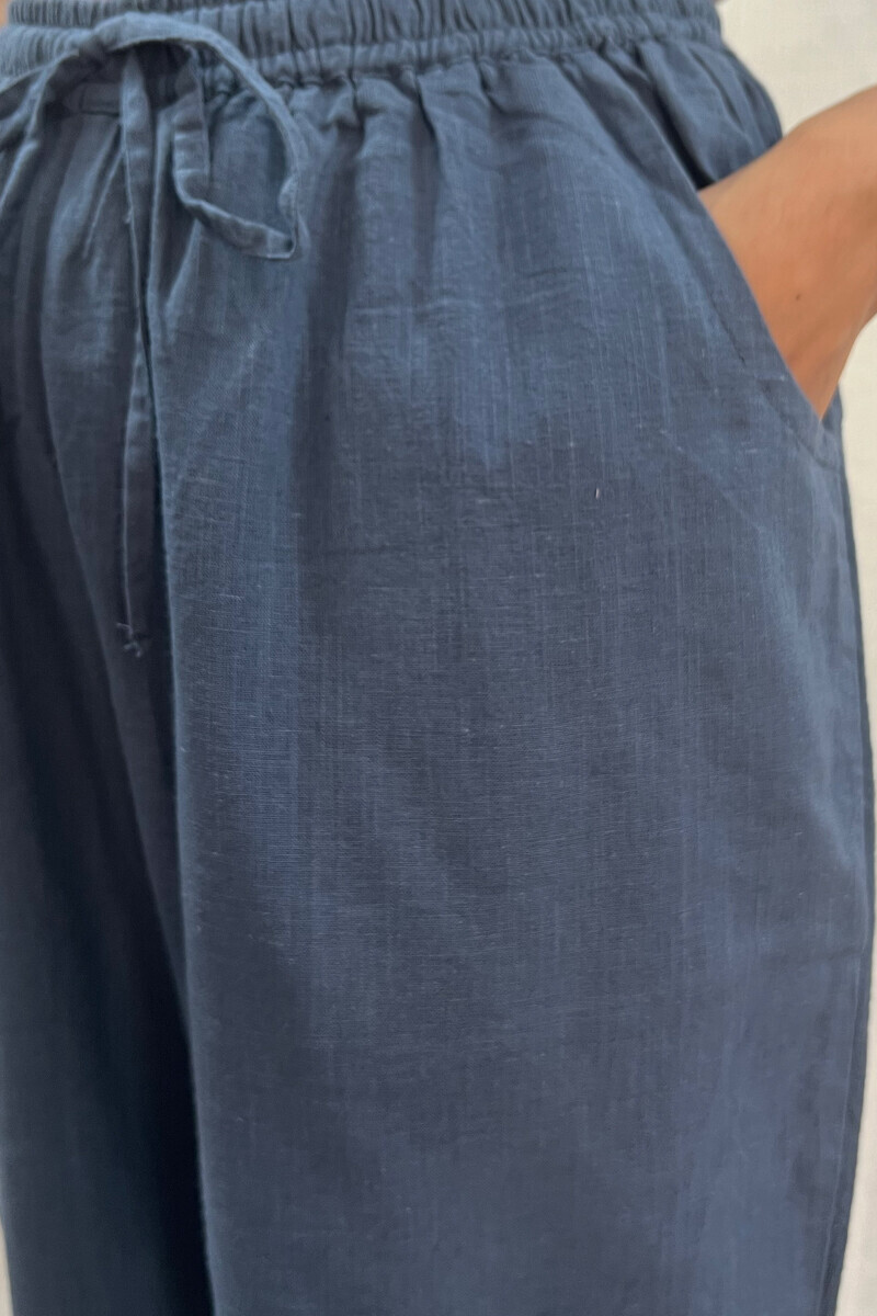 Blue Handcrafted Cotton Flax Straight Farsi