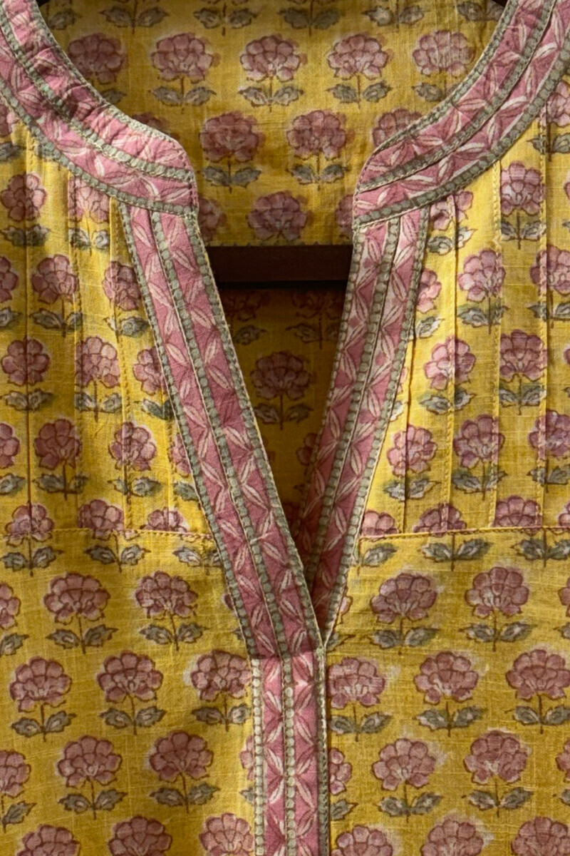 Yellow Hand Block-Printed Top
