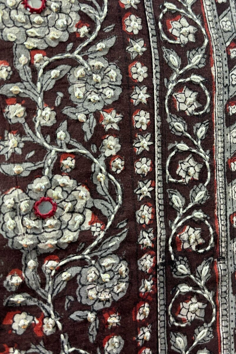 Brown Hand Block-Printed Kurta
