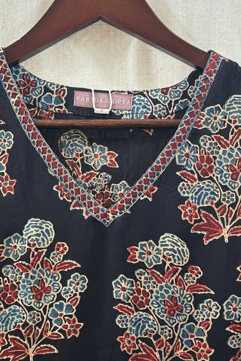 Black Hand Block-Printed Kurta