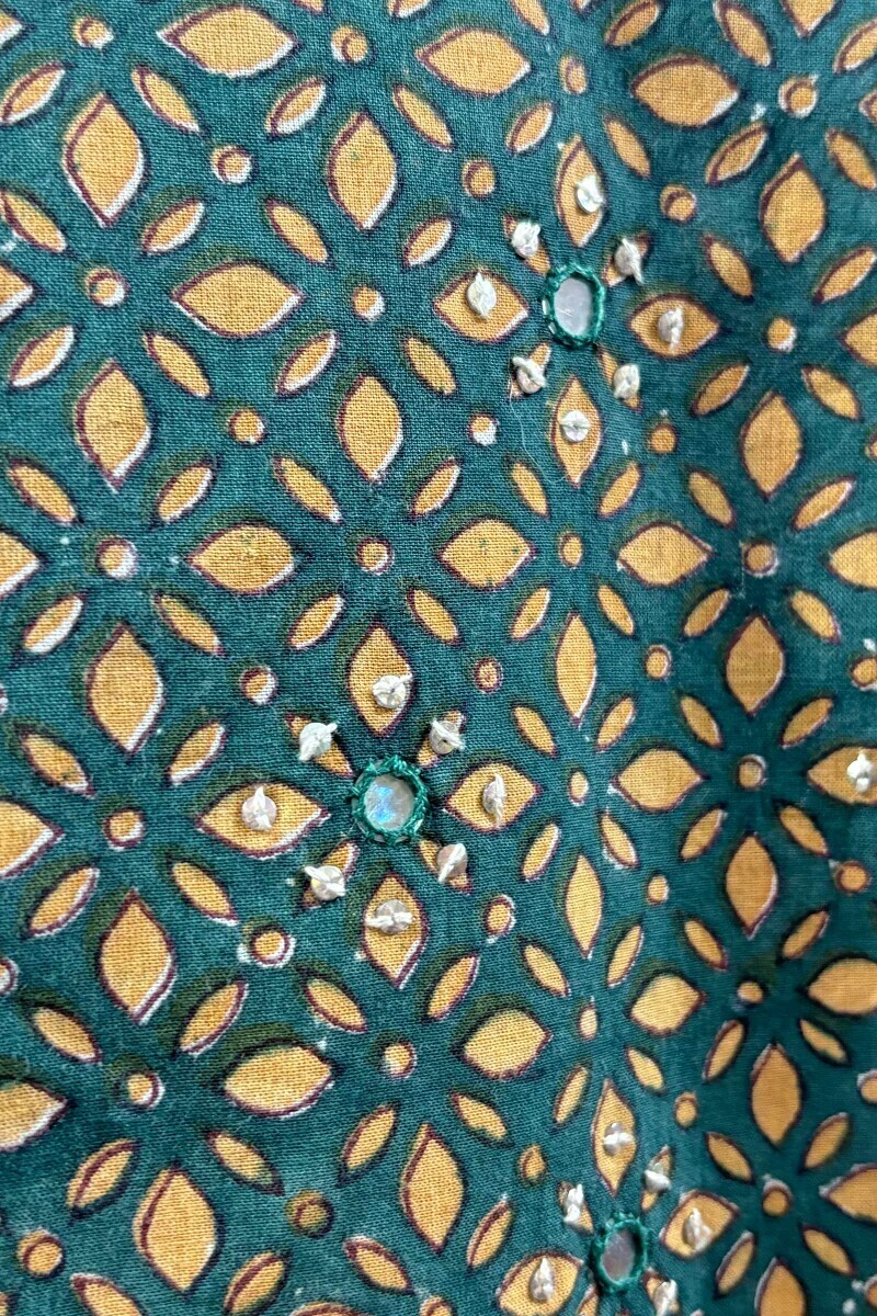 Green Hand Block-Printed Cotton Top