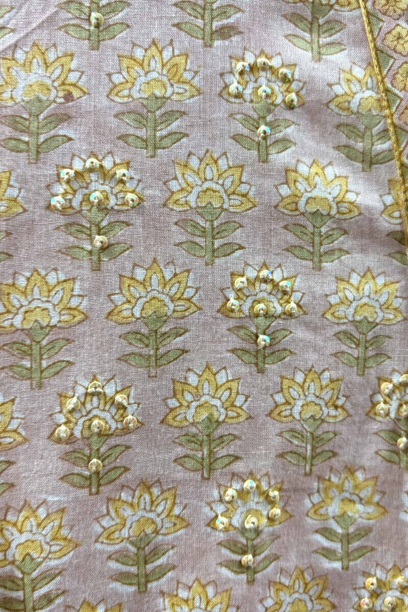 Green Hand Block-Printed