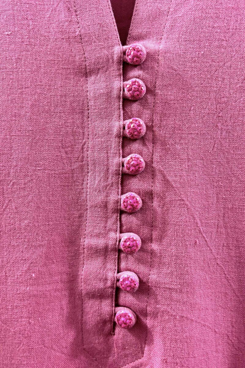 Pink Handcrafted Cotton Straight Kurta