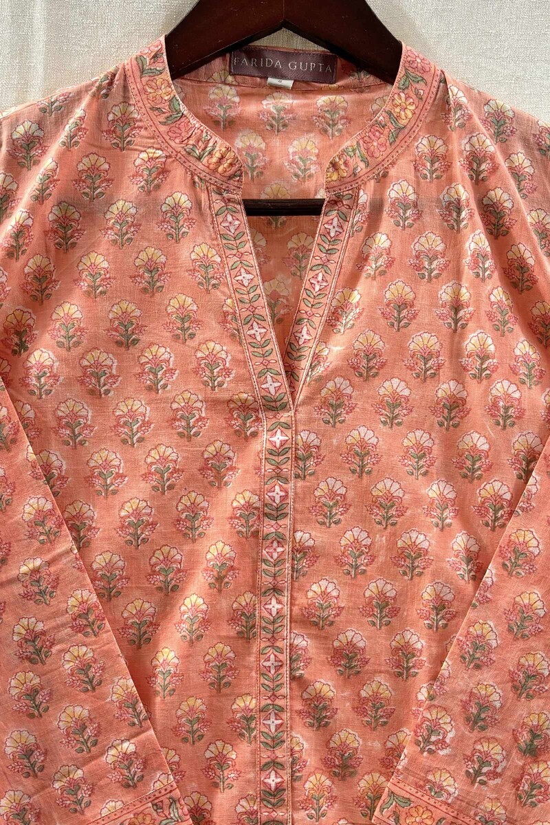Peach Hand Block-Printed Loungewear Set