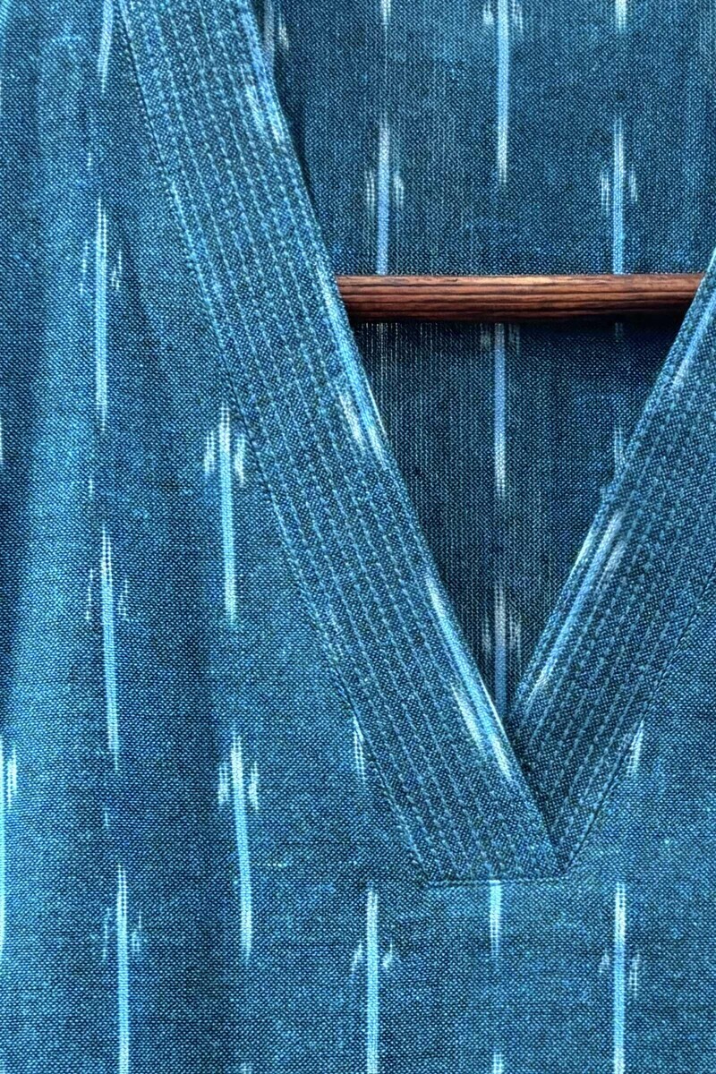 Blue Handcrafted Cotton Polyester Top