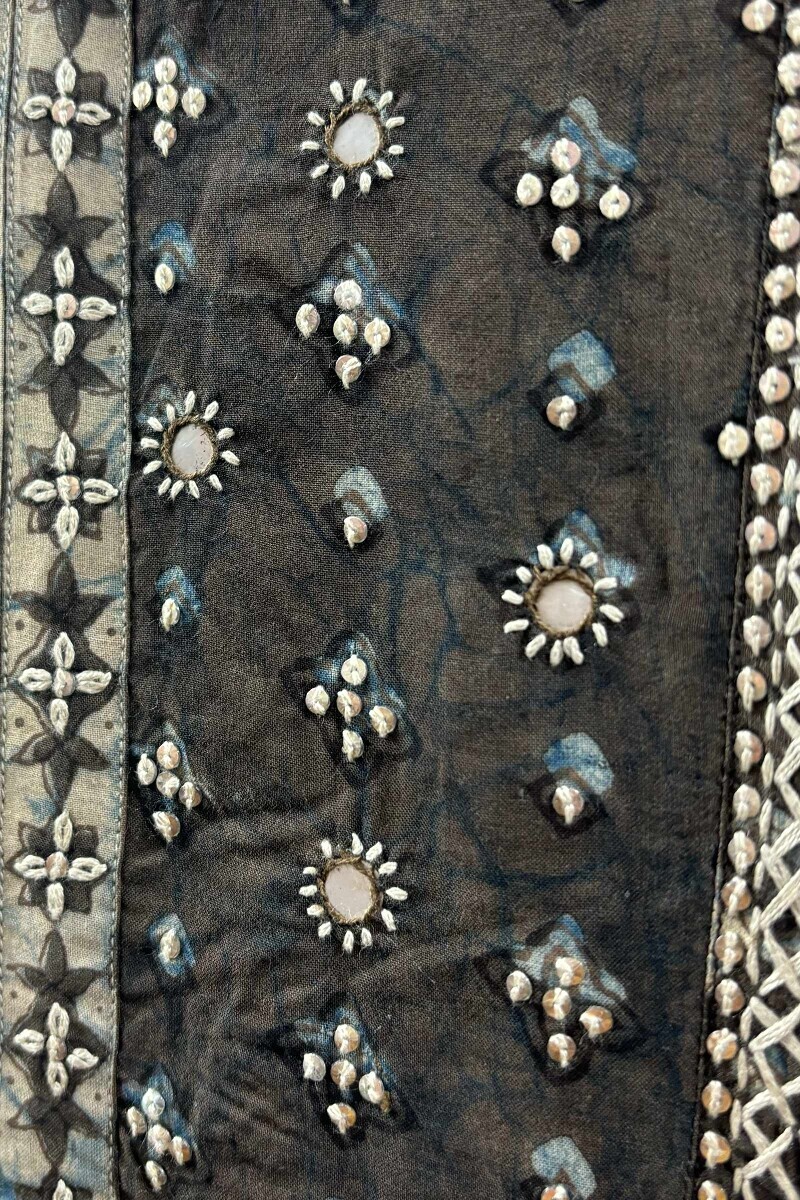 Grey Hand Block-Printed Kurta for Women