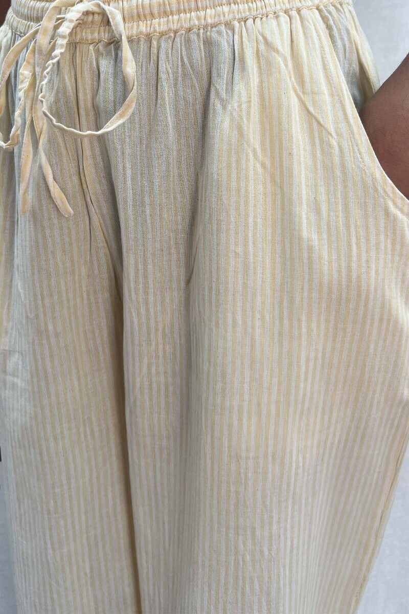 Yellow Handcrafted Handloom Cotton Straight Farsi