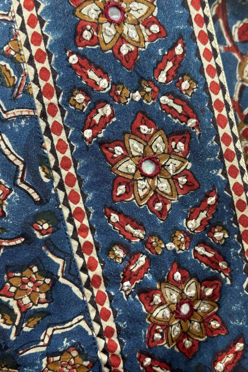 Blue Hand Block-Printed Straight Kurta