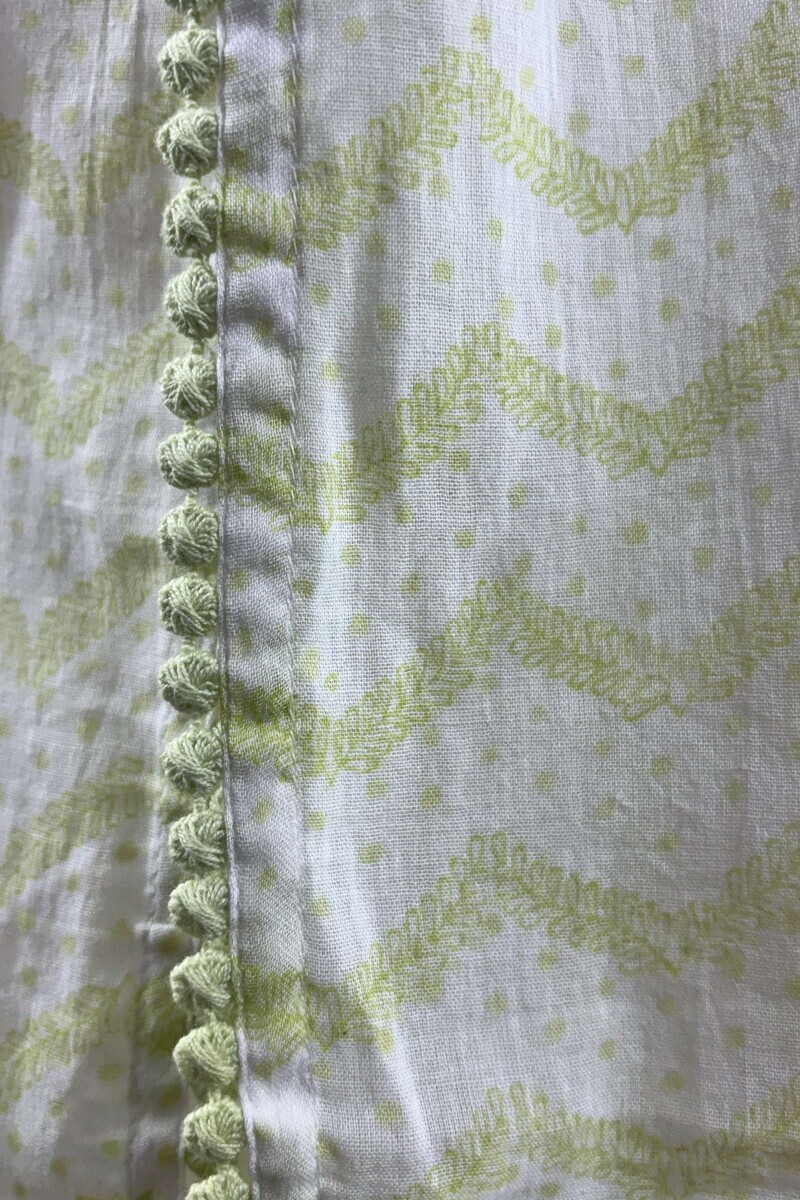 White Hand Block-Printed Cotton Mul Dupatta
