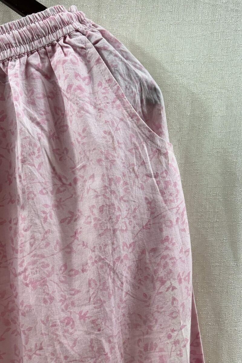 Pink Hand Block-Printed Cotton Straight Farsi