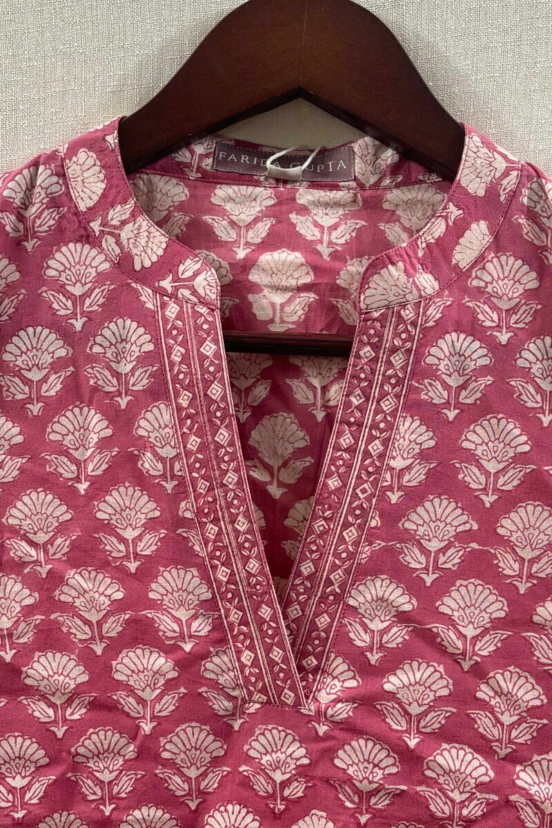 Pink Hand Printed Cotton Loungewear Set