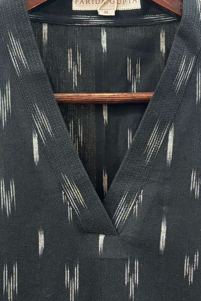 Black Handcrafted Cotton Polyester Top
