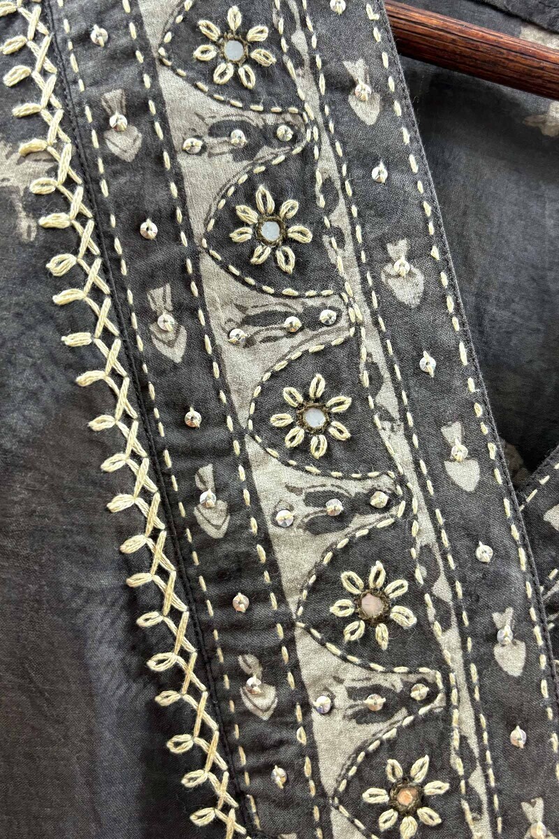 Akola Hand Block-Printed Straight Cotton Kurta
