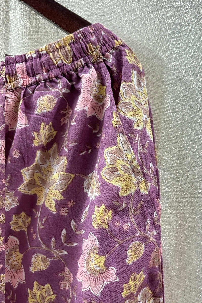 Purple Hand Block-Printed Cotton Farsi