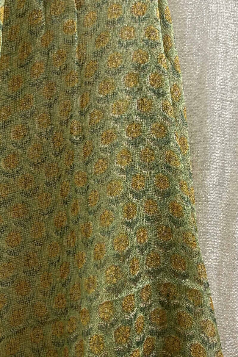 Green Hand Block-Printed Kota Dupatta