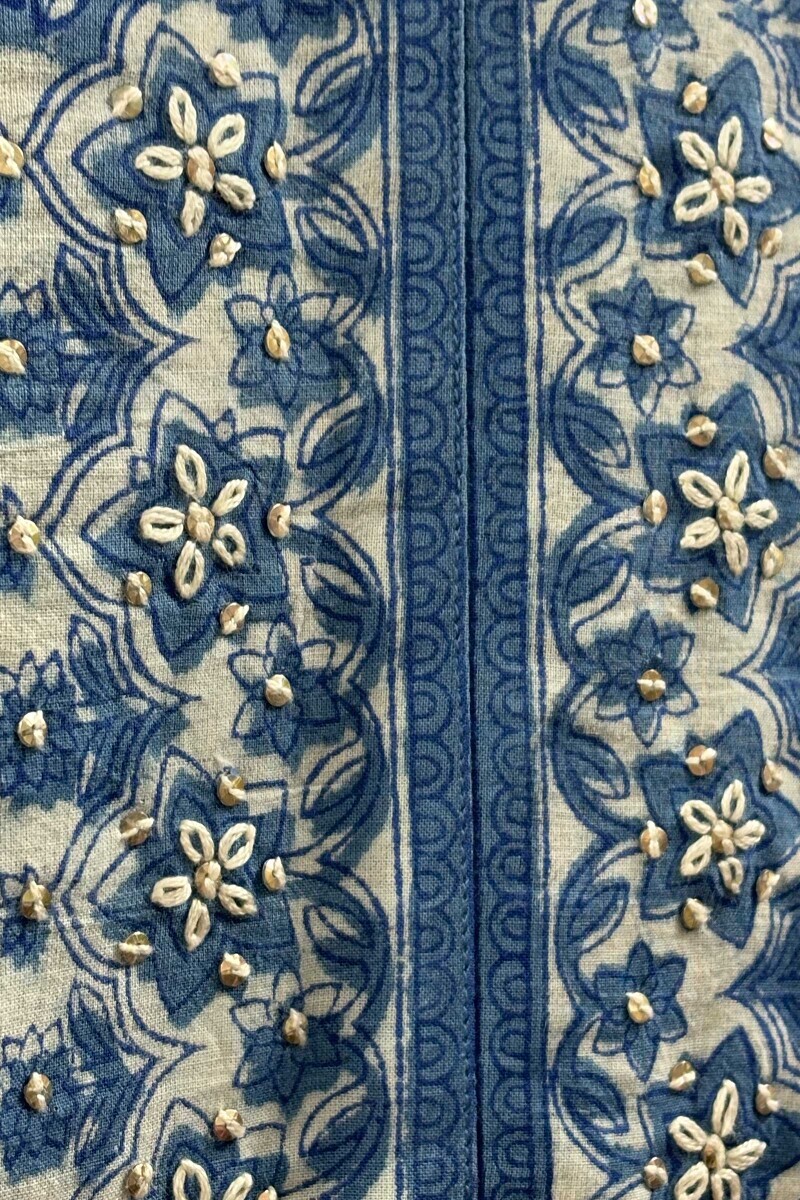 Buy Blue Hand Block-Printed Top