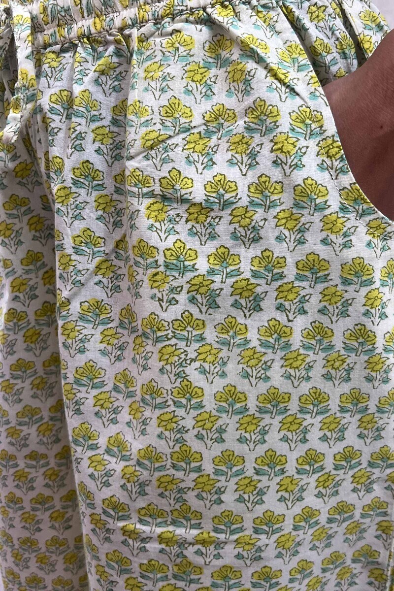 Green Hand Block-Printed Cotton Farsi
