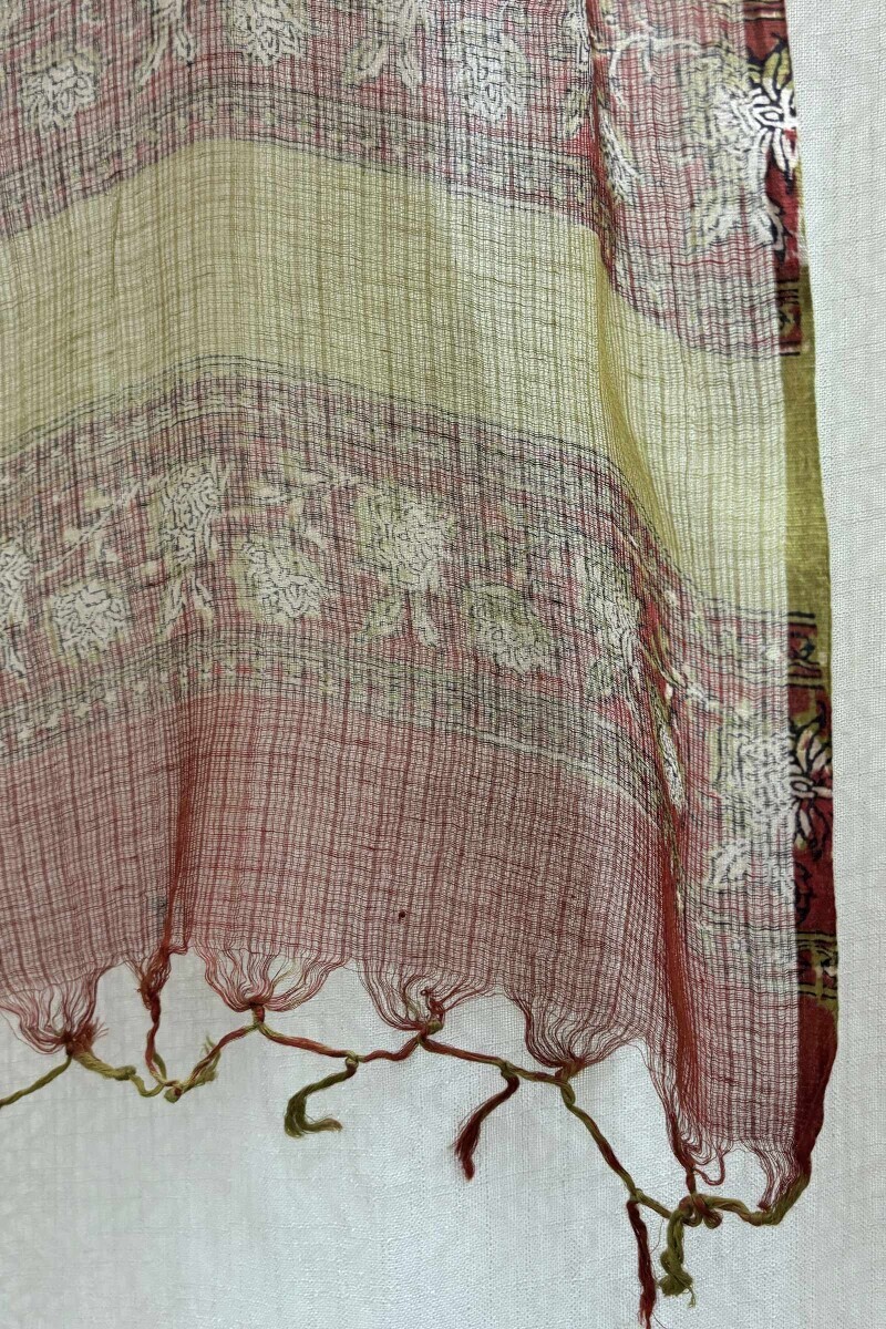 Red Hand Block-Printed Dupattas