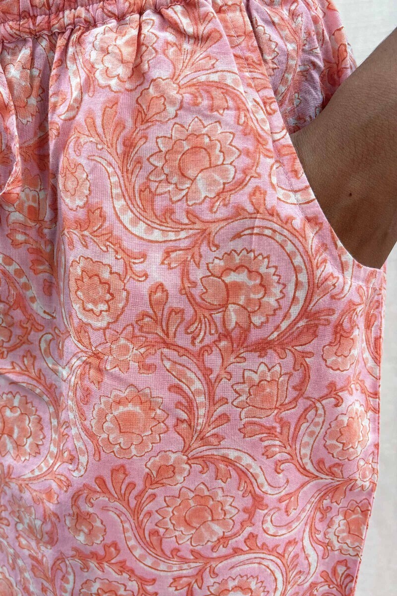 Pink Hand Block-Printed Cotton Farsi