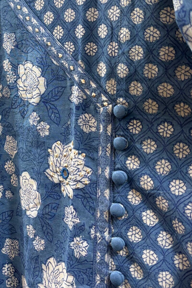 Blue Hand Block-Printed Kurta