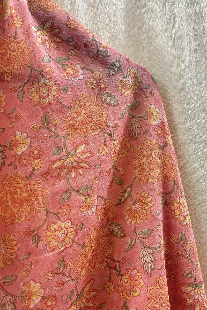Peach Hand Block-Printed Dupatta