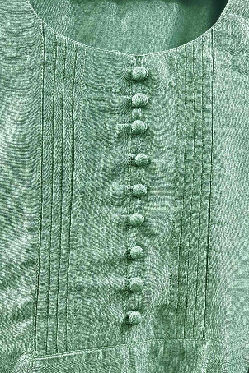 Green Handcrafted Straight Chanderi Kurta