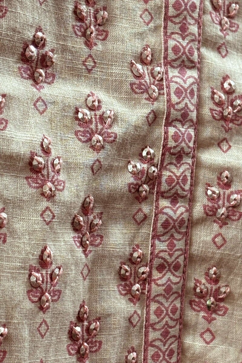 Pink Hand Screen-Printed Straight Kurta