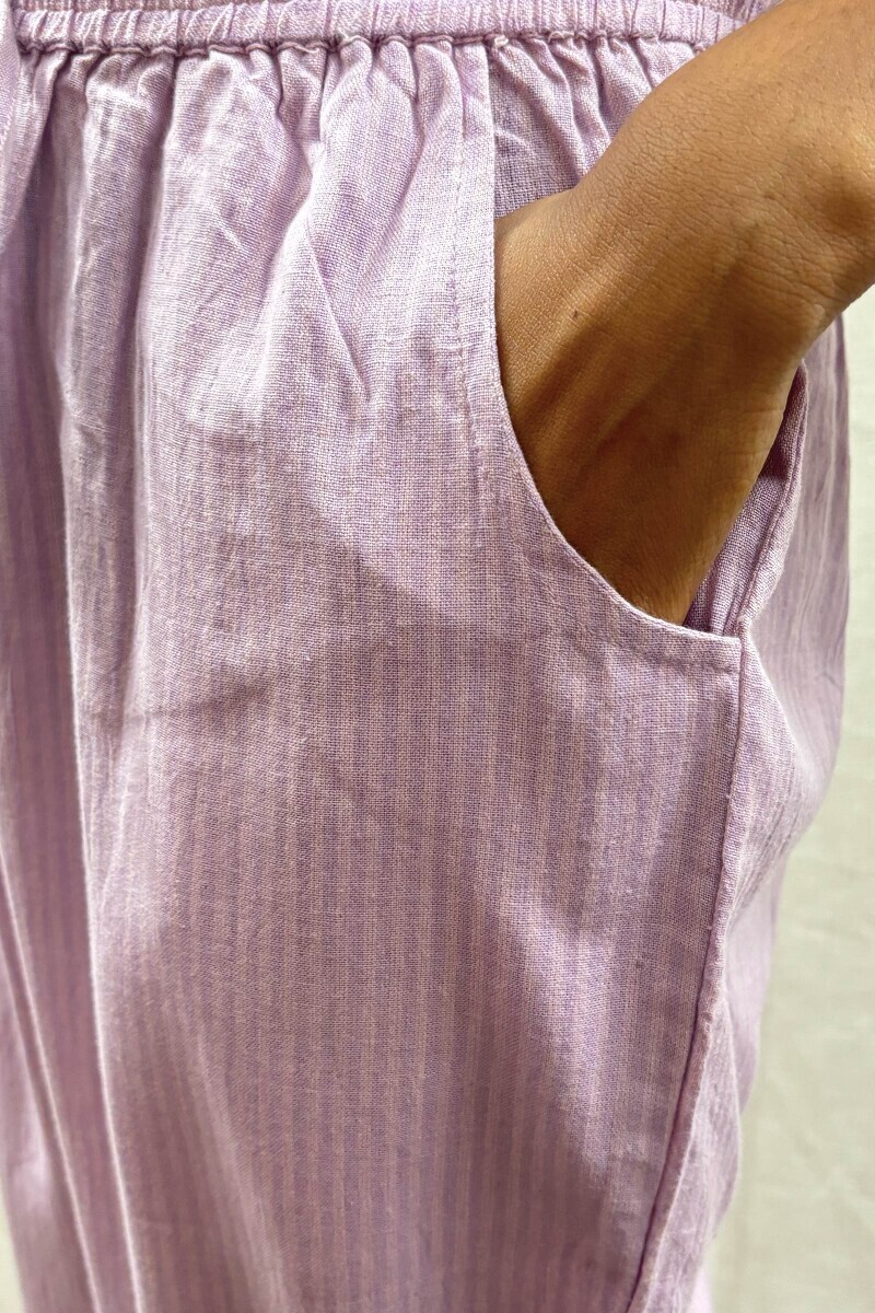 Purple Handcrafted Cotton Narrow Pants