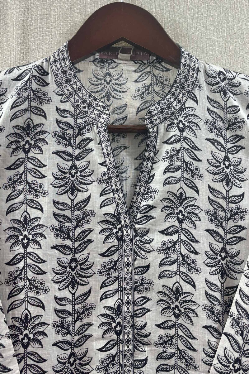 White Hand Screen-Printed Loungewear Set