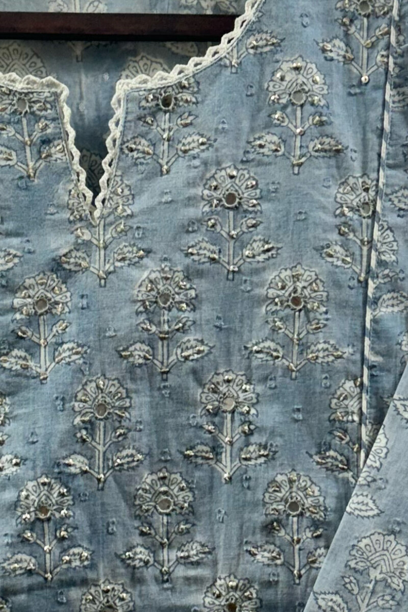 Blue Hand Block-Printed Kurta