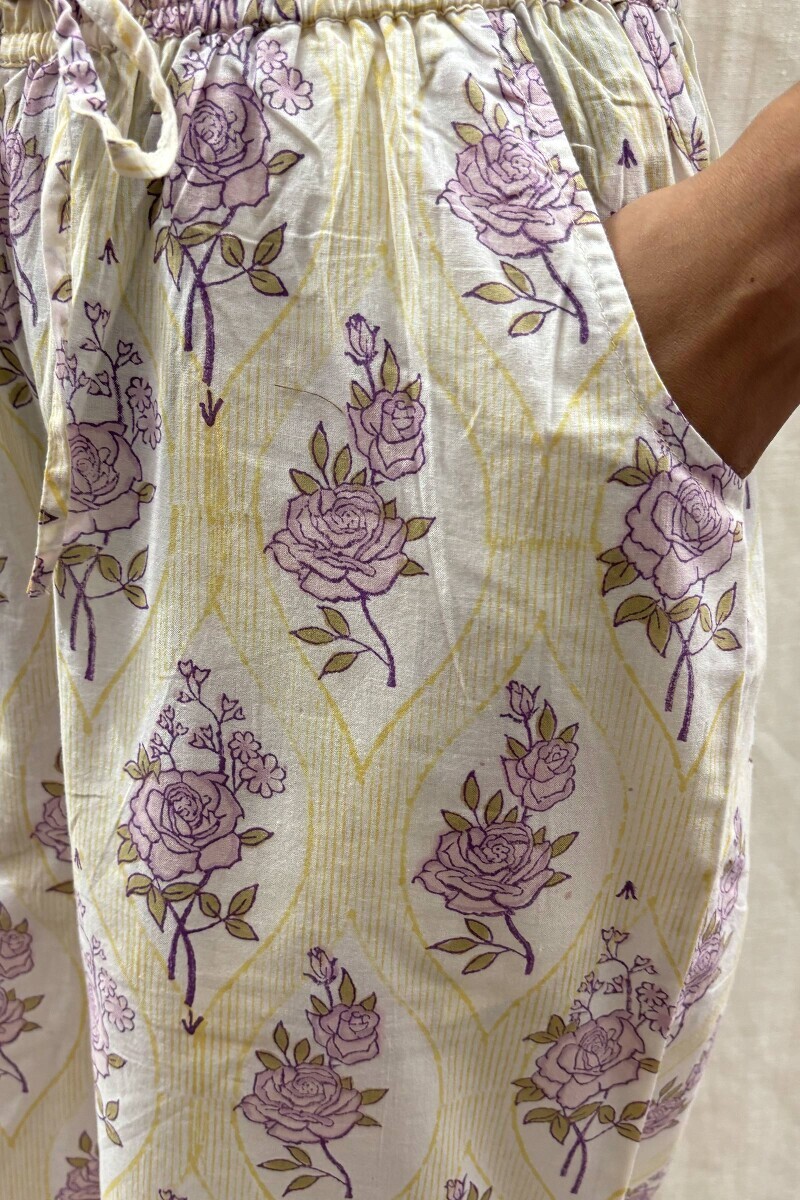 Off-White Hand Block-Printed Cotton Farsi