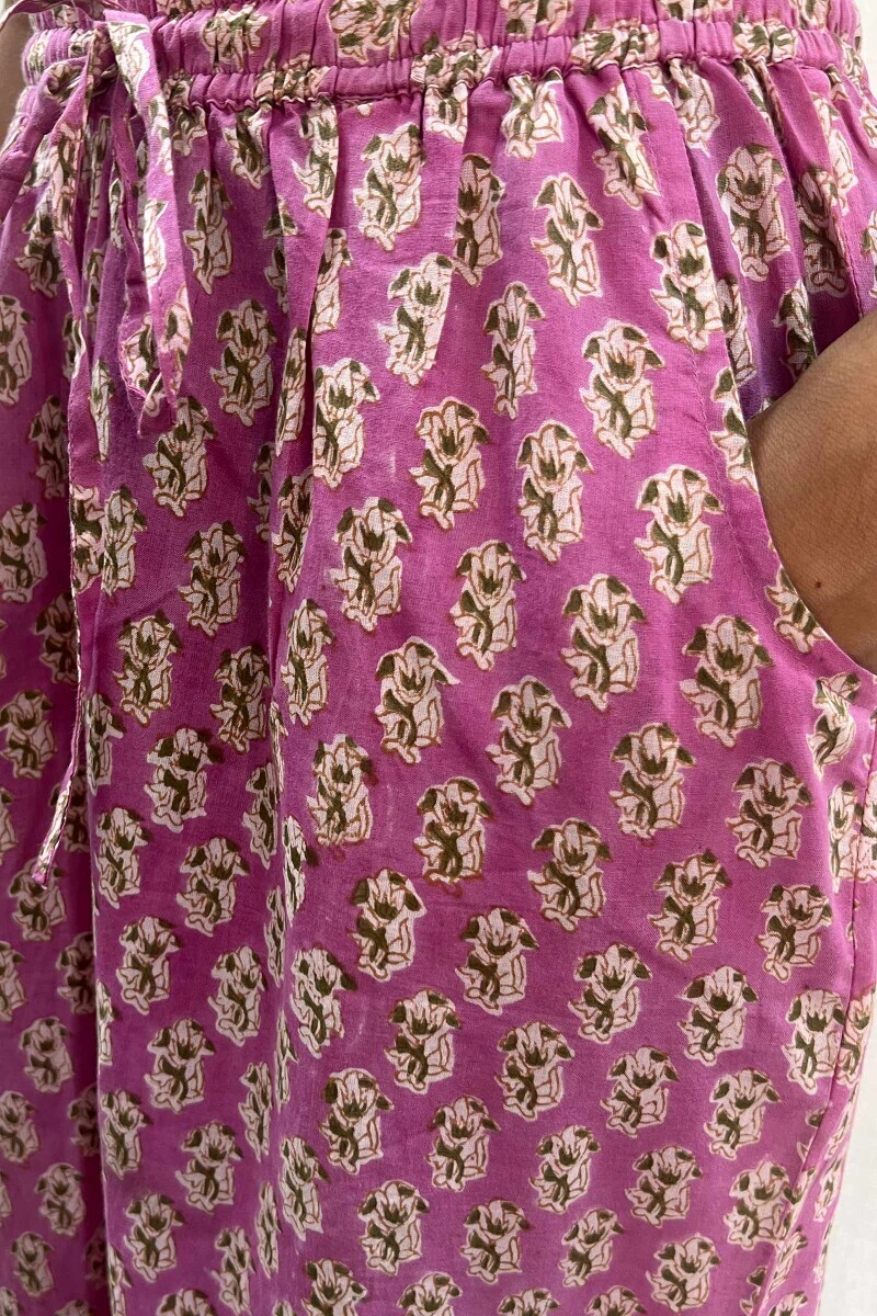 Purple Hand Block-Printed Cotton Farsi
