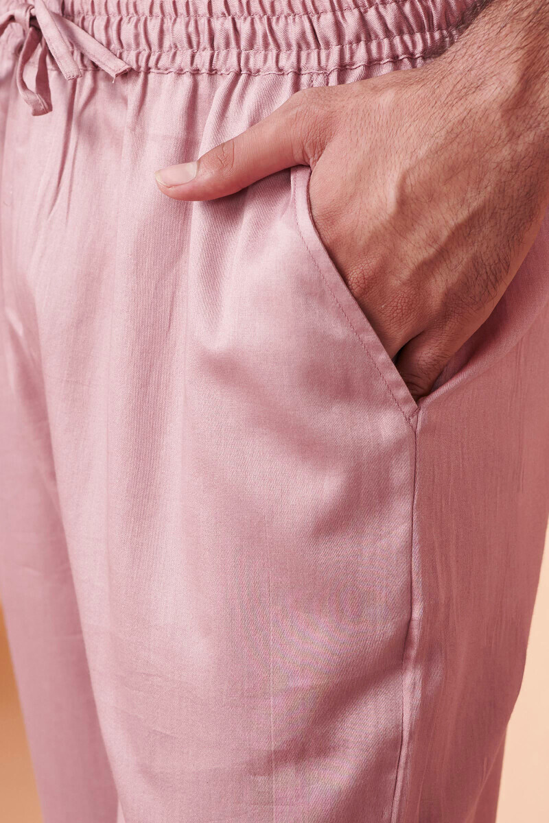Pink Handcrafted Viscose Straight Pants