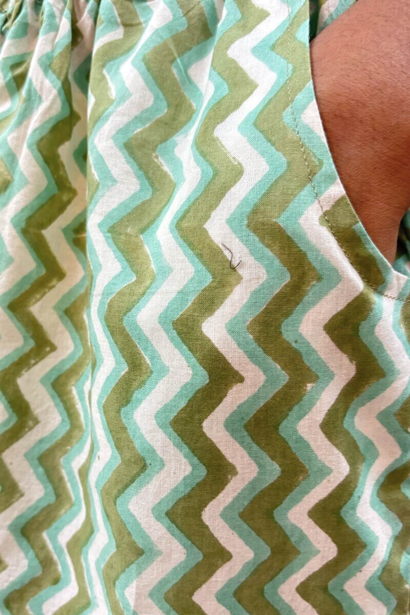 Green Hand Block-Printed Cotton Farsi
