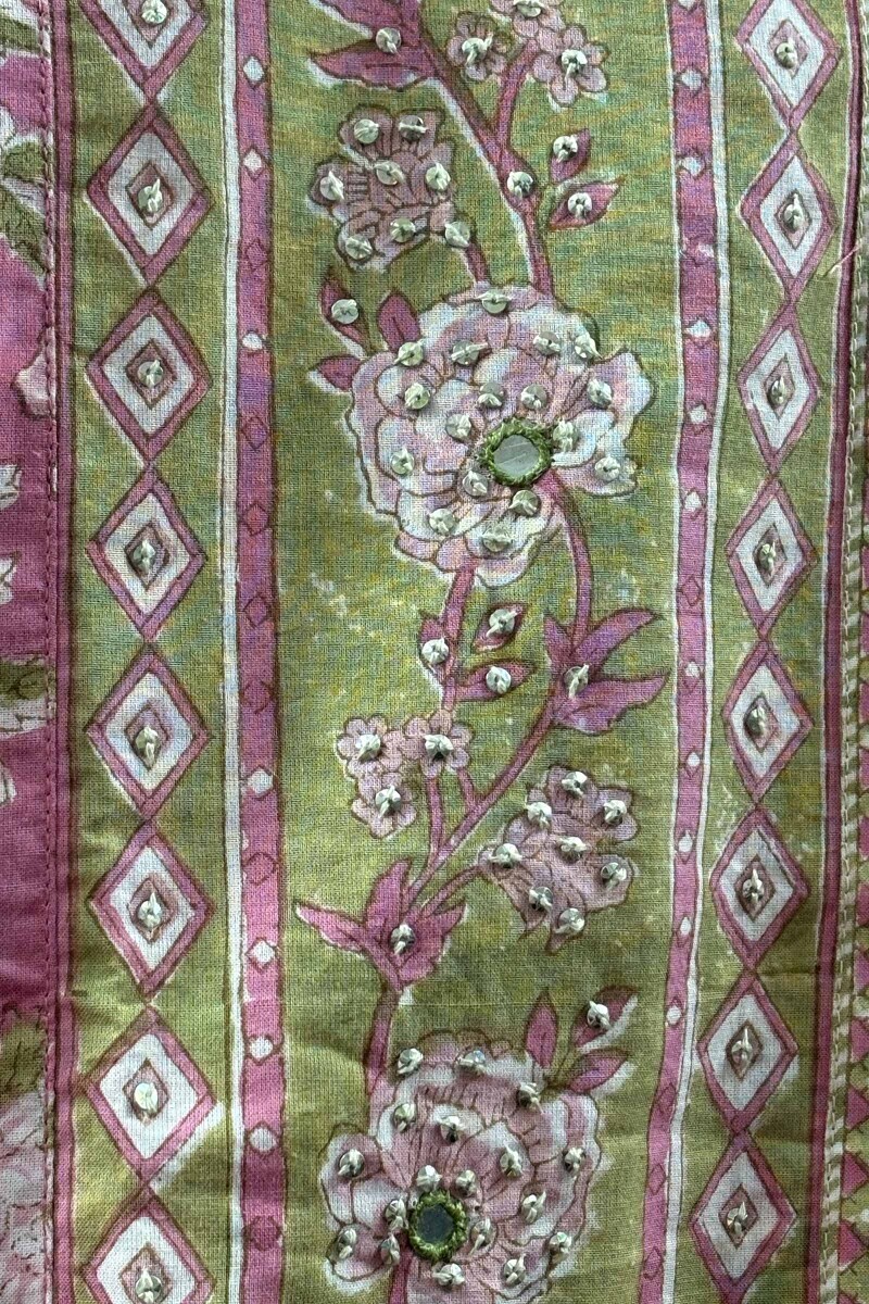 Pink Hand Block-Printed Kurta