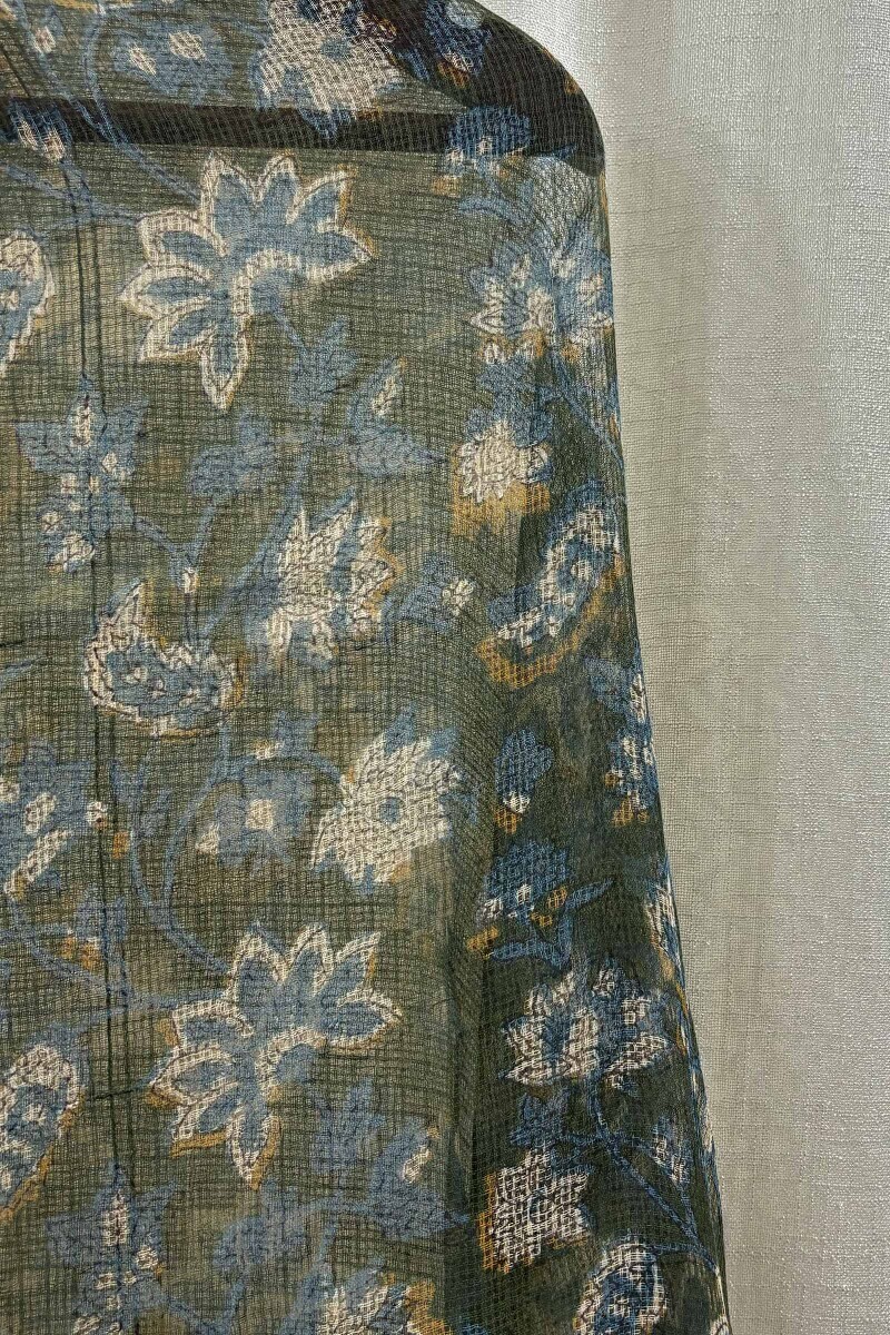 Green Hand Block-Printed Dupatta