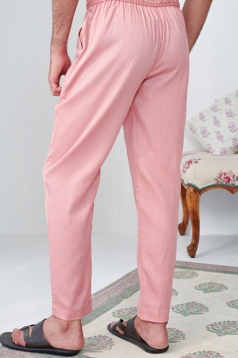 Pink Handcrafted Straight Handloom Cotton Pants