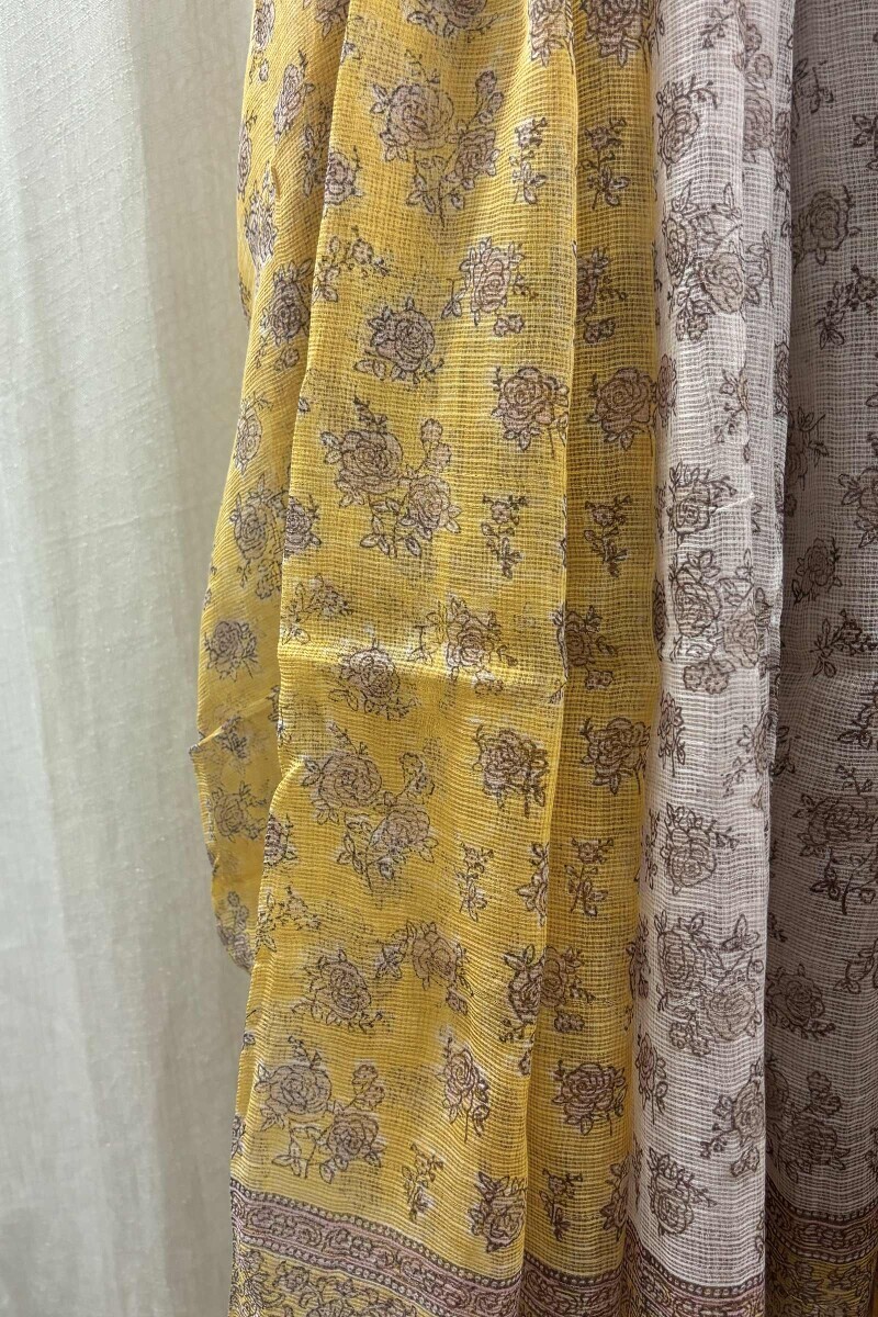Sanganeri Hand Block-Printed Kota Saree